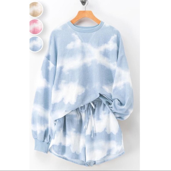 Infinity Raine Pants - ON CLOUD NINE TIE DYE SWEATSHIRT SHORT SET-BLUE